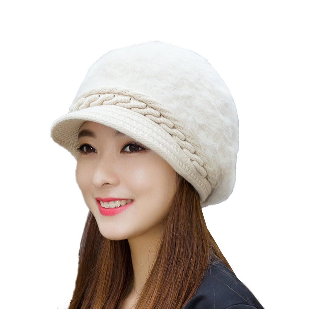 Casquette,Casquette D'hiver Tricotée En Polaire Pour Femme,avec Visière,chapeau Géomérique,garde