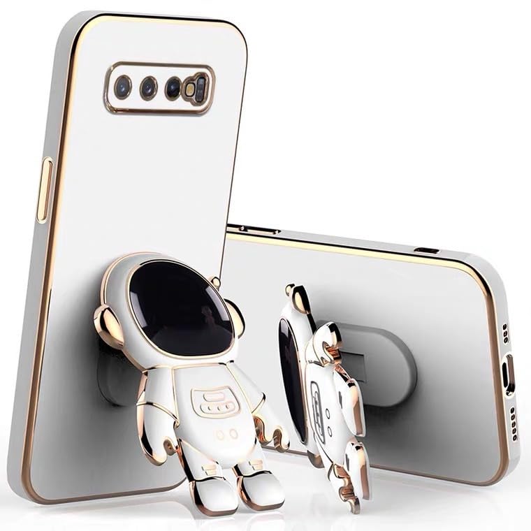 Image of for Samsung Galaxy S10 Plus Case Cute 3D Astronaut Stand Design Camera Protection Shockproof Soft Back Cover (for Samsung Galaxy S10 Plus, White)