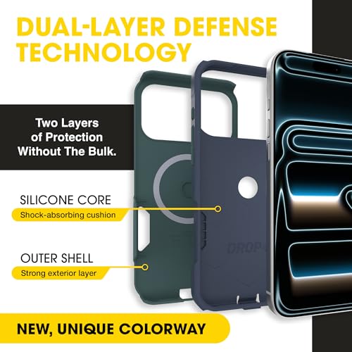 Image of OtterBox iPhone 17 Pro Max (Only) - Commuter Series Case - Built-in MagSafe - Thin, Dual-Layer, Pocket-Friendly, Port Cover - Saltwater Breeze (Sage /Blue)
