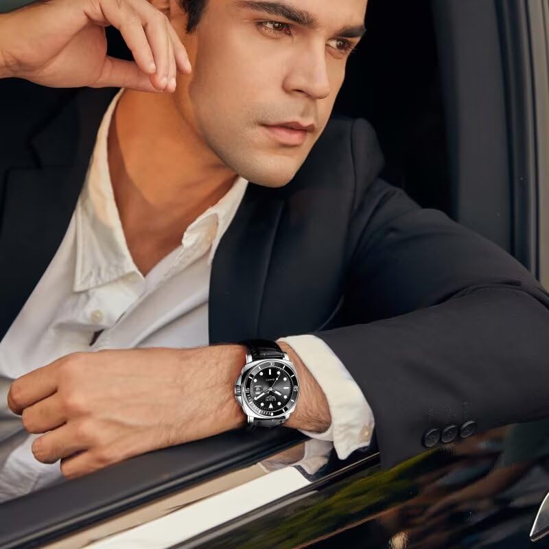 Quartz Watches for Men,Stainless Steel Waterproof Analog Watch,Luxury Big Face Durable Alloy Strap Mens Watches,Date Luminous Business Dress Watch for Men