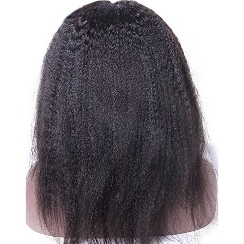 new human hair full lace front wig kinky straight virgin Brazilian human hair front lace wig for black women with 6inch long lace part in the front (16inch)