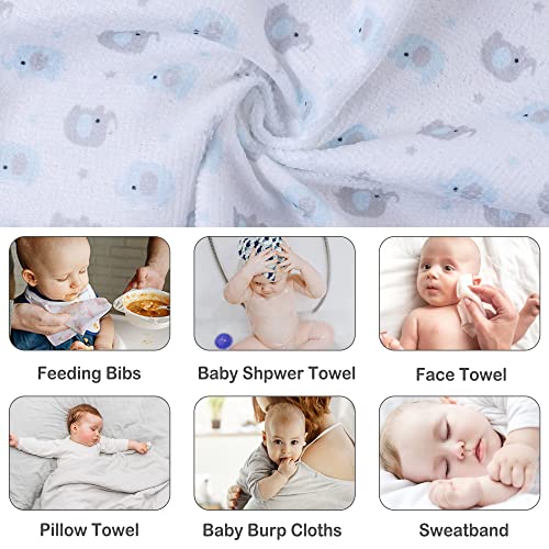 Image of Viviland Baby Washcloths, 24Pack Baby Wash Cloths for Newborn, Baby Towels and Infant Bath Face Washcloths for Boys Girls Super Soft Absorbent, Gentle on Sensitive Skin Body, 9x9 Blue Elephant