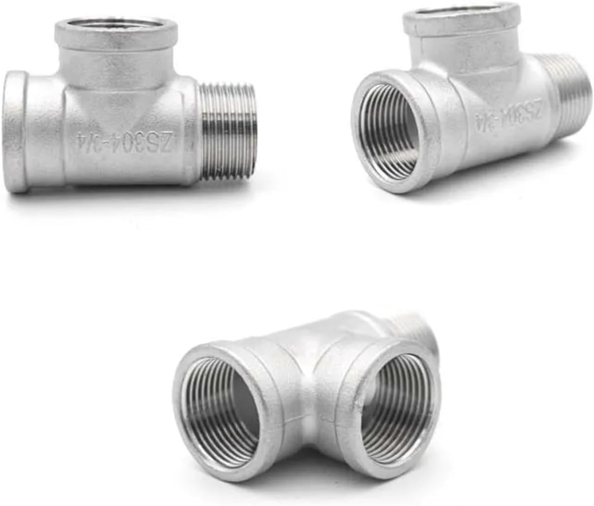304 Stainless Steel BSPT Male Female Pipe Fitting – Four-Way & Three-Way Connector (Red, 1-1/4")(Purple,0.25 Inch)
