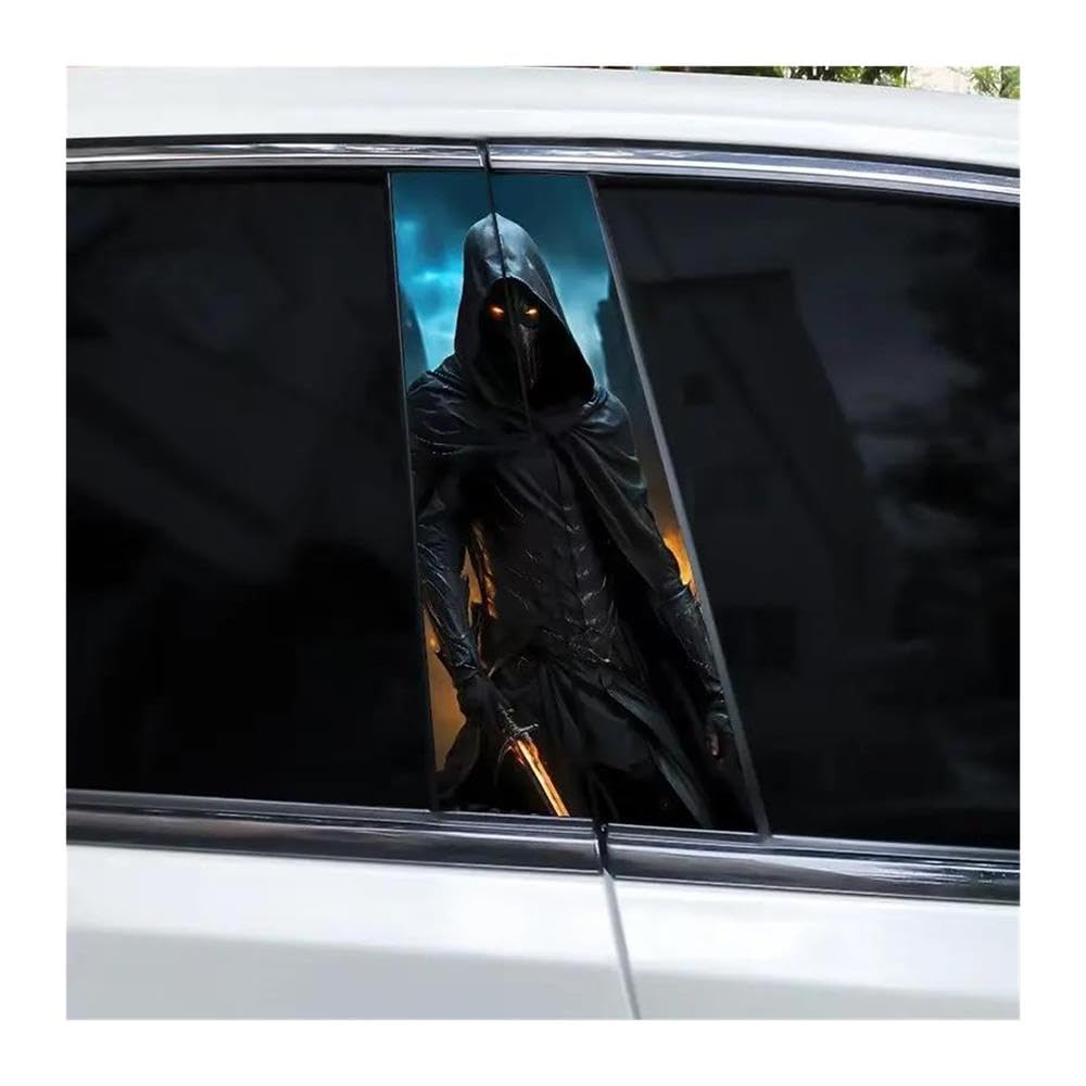 Decorative Items 2pcs Car Center Column Stickers DIY Horror Skull Car Door Pillar Stickers(I)