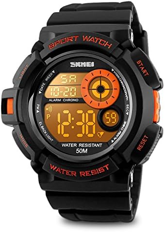Aposon Mens Digital Sports Watch, Military Army Electronic Watches Running 50M 5 ATM Waterproof Sports LED 7 Colour Wristwatch Water Resistant with Stopwatch