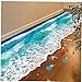 Casecover Stickers Muraux 3D Mer Étage Autocollant Océan Waves Art Stickers Vinyle Salon Décor Chambre Enfants Paysage Mural 1pc Étanche Wall Paper
