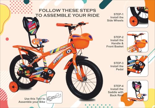 Image of SKYTON Brandon 16 Inch Kids Cycle with Side Wheels Ideal for 4 to 7 Years Boys and Girls Bicycle for Children - Orange