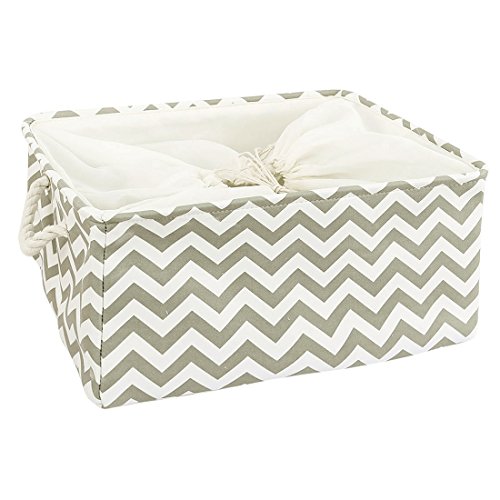 Ruilogod Cesta de almacenamiento de tela de lona, ​​bins de almacenamiento plegable Cesta de juguete ropa Ropa de lavandería Organizador de toalla W Cierre de cordón verde verde pálido, 14.2 x 10.2 x