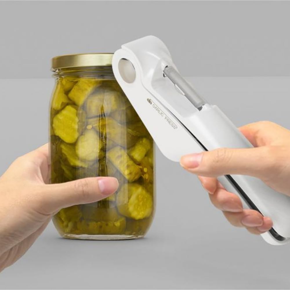 2-in-1-Knoblauchpresse, Knoblauchpresse aus Edelstahl, Knoblauchschäler und Knoblauchreinigungswerkzeug, leicht zu drückender Knoblauchschneider, ergonomischer Griff, rostfrei, Spülmaschinen-Knoblauch