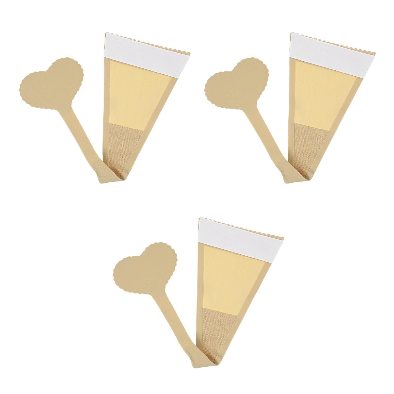 3 Pcs Women Invisible Lace C-String Pants, Heart-Shaped Strapless C-String, Self-Adhesive No Panty Line Underwear, Spandex, Beige, Size M