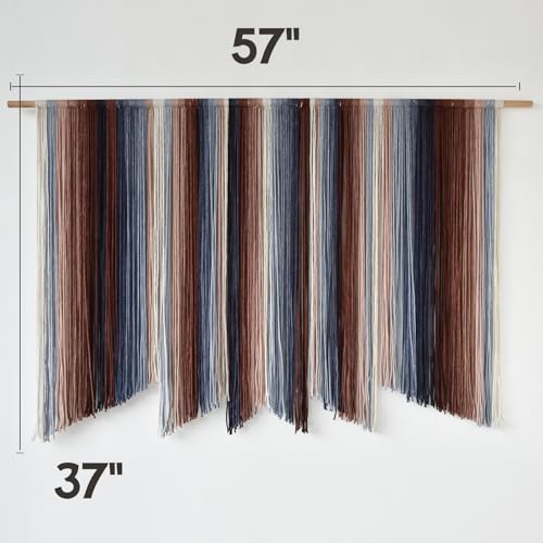 Image of IOWER Macrame Wall Hanging Dip Dye Large Yarn Wall Art for Living Room Bedroom Boho Home Decor Modern 57 inch W x 35 inch L