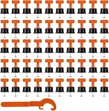 50 Sets Reusable Tile Leveling System Kit with Wrench – Professional Floor & Wall Tiling Installation Tools – Anti-Lippage Tile Spacers for Precise DIY Home Renovation, Masonry & Construction