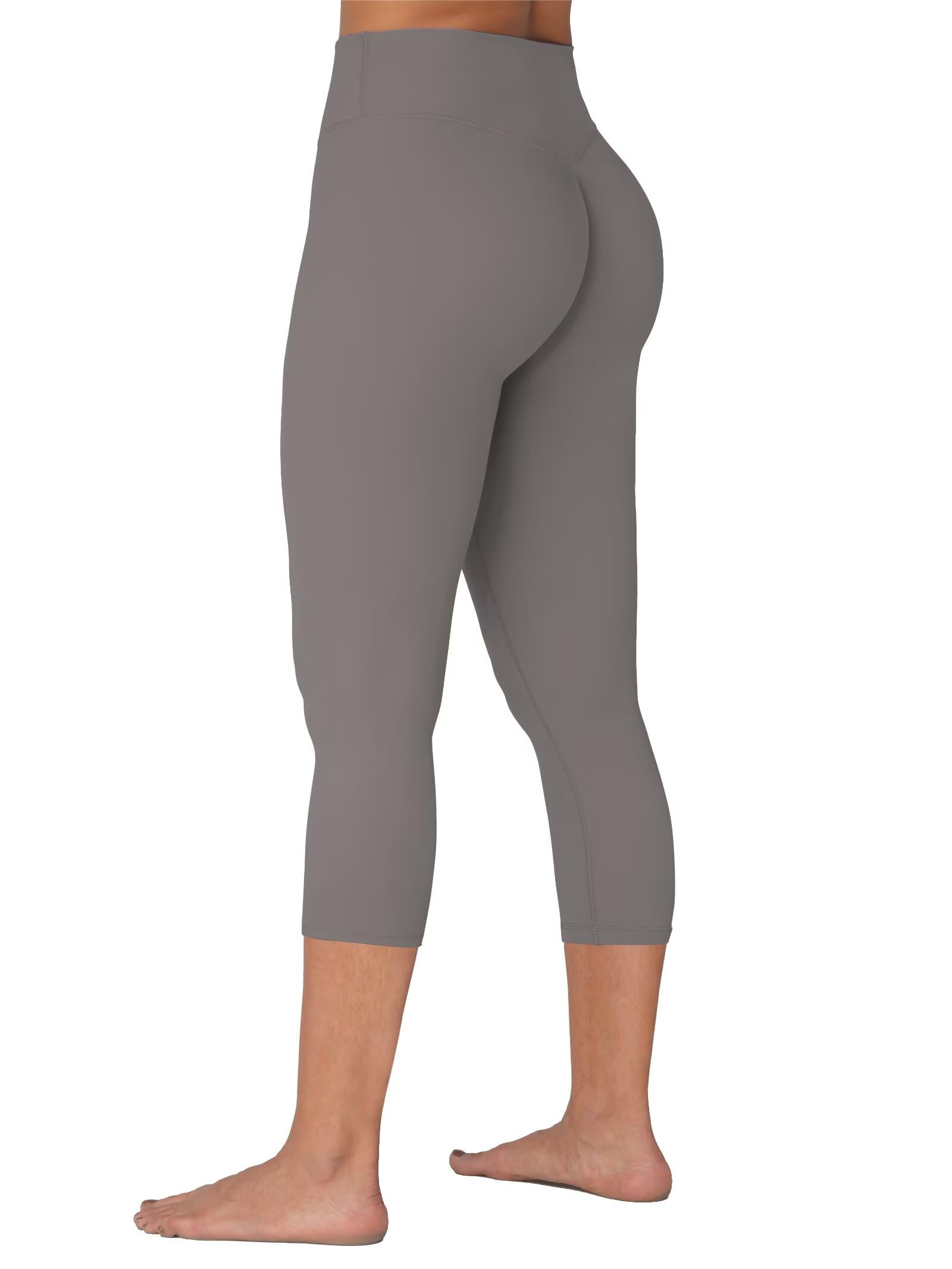Sunzel Sunzfly Legging capri avec froncement dissimulé au niveau des fesses - Taille haute - Doux - Pour entraînement, gym, yoga - Contrôle du ventre, Gris anthracite, Taille S