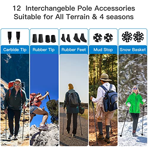 Image of Night Cat Trekking Poles Hiking - Walking Sticks 2 Packs Aluminum 7075 Lightweight Foldable Collapsible Adjustable Extendable Backpacking Mountaineering Climbing