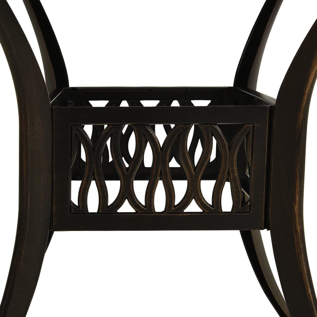 Générique Tavolo Da Giardino Alluminio Casting 90x90x74 cm Bronzo | Con Foro Ombrellone, 4 Piedi Separati, Design Cavo, Per Caffè Tè Esterno