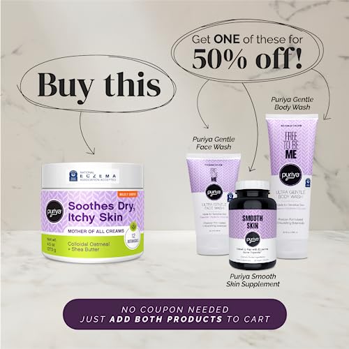 Puriya National Eczema Association Accepted Cream, Dry Itchy Skin Relief, Colloidal Oatmeal Lotion, Gentle on Kids, Adults, Face, Hands, Mother of All Creams, Plant-Based Hydration, No Fragrance Added - Image 7