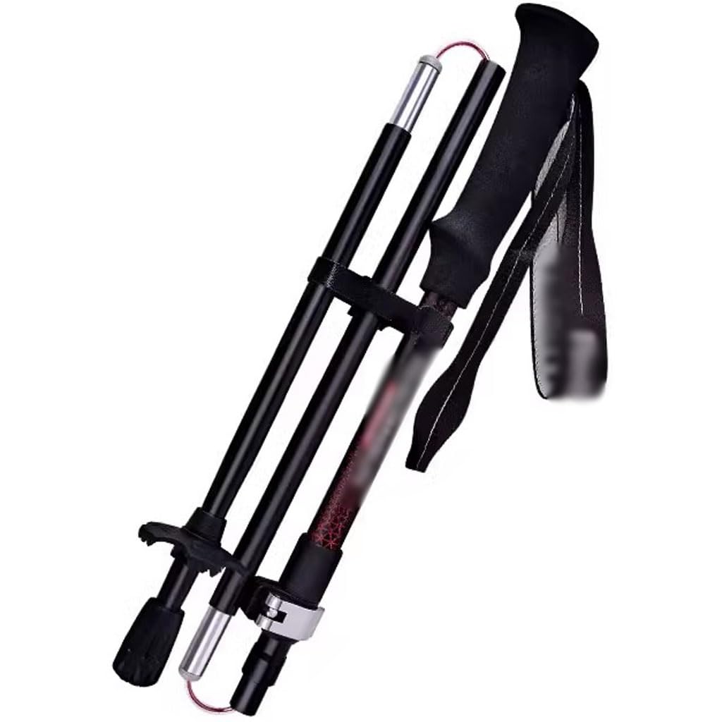 Foldable Portable Trekking Poles, Ultralight Nordic Walking Sticks, Telescopic, Quick Locks, for Camping(Black Color)