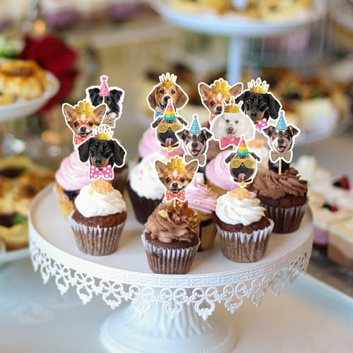 Wxiben WXI101518 Dog Birthday Party Decorations - 40Pcs Dog Cupcake Toppers Cute Dogs Face Cake Toppers Dog Party Decor Pet Theme Birthday Party Decorations Supplies Puppy Party Cake Topper Decorations thumb #3