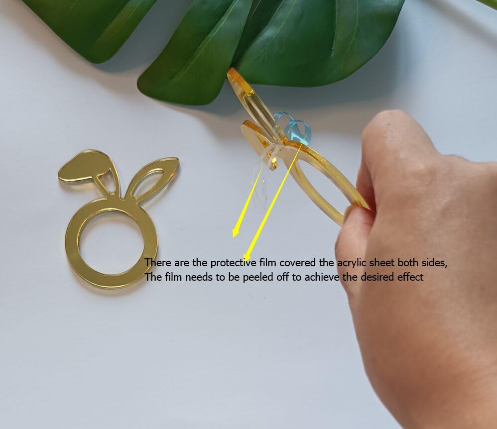 Set of 12 Easter Bunny Ears Napkin Rings,Rustic Table Place Serving Decoration,Easter Napkin Rings for Festival &Holiday Dinner Decorations (Gold Mirror)