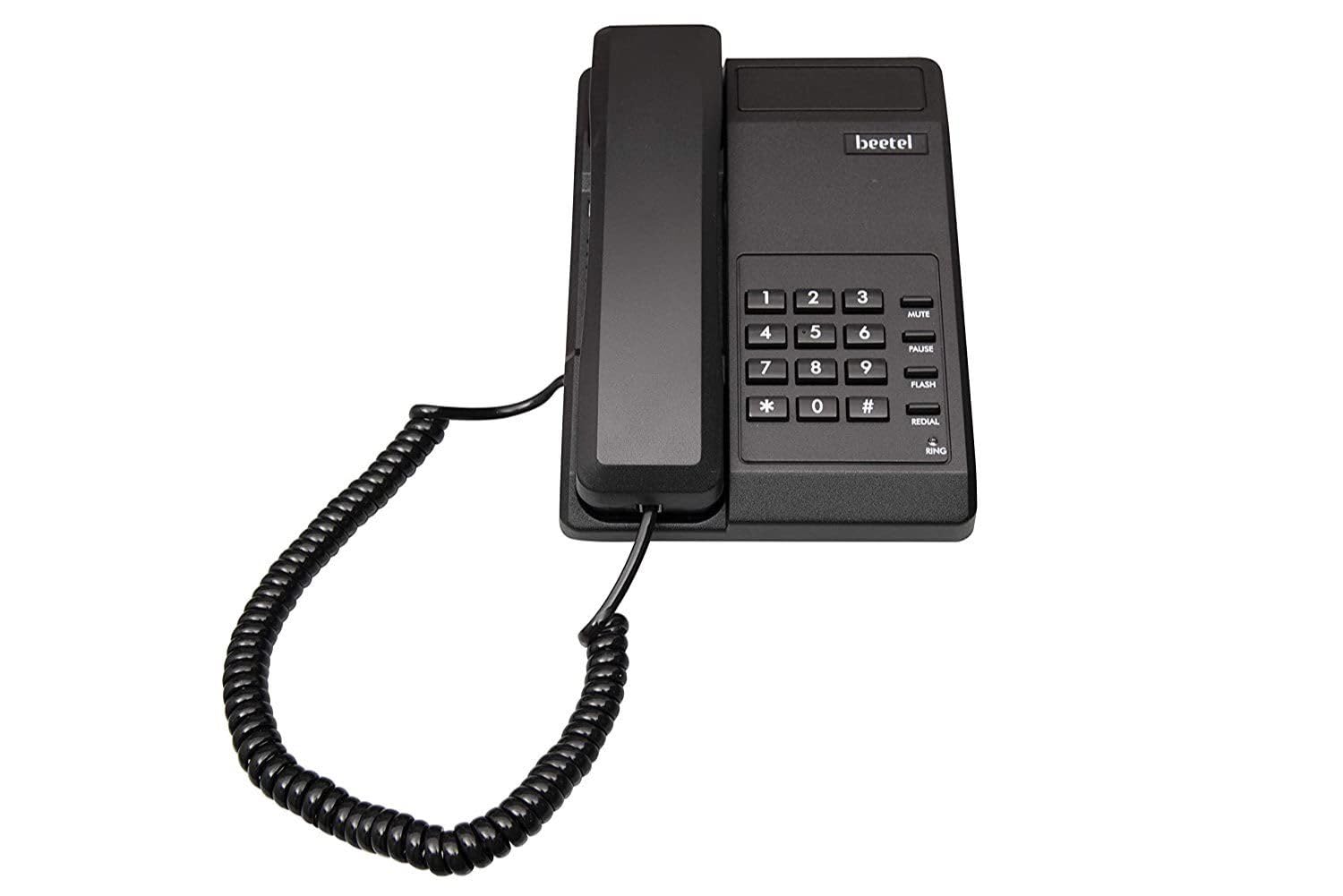 Corded Telephone Instrument, Landline Desk Phone, Numeric Keypad, Handset, Coiled Cord, Wired Telephone Set for Home, Office, Reception, Shop, Black-image-8