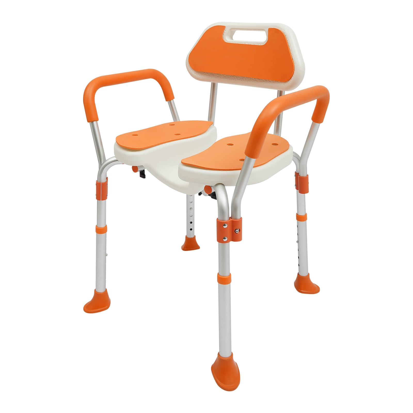 Silla de ducha, asiento de ducha con respaldo, reposabrazos, 6 niveles de altura ajustable, silla de baño para personas mayores, embarazadas, discapacitados, 125 kg