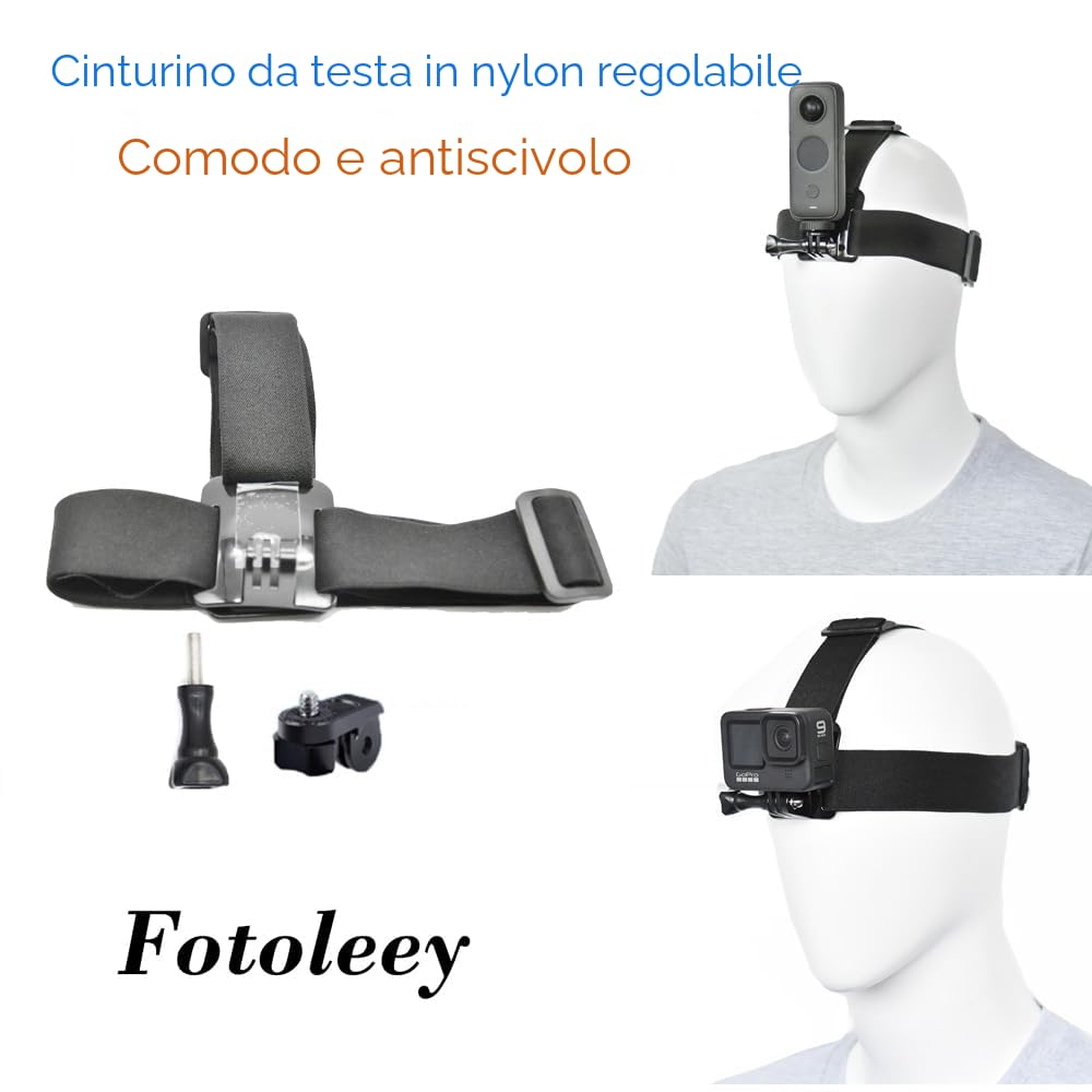 Kit di accessori per insta360 X5/X4/X3/X2, Ace Pro, Ace Compatibile con GoPro Hero 10, Hero 9/8/7/6, Include Clip per Zaino, Fascia Toracica, Fascia,Testa, Cainturino