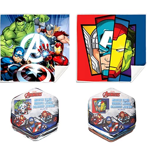 damaloo 2X Avengers toallitas magicas comprimidas Reutilizables - Toalla pequeña Infantil de 30x30cm de los Vengadores - Toallitas Bebe como Detalles cumpleaños niños Legend Avengers