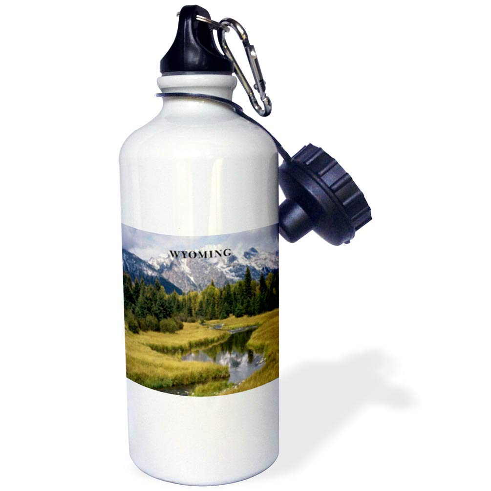 3dRose The Grand Tetons in Wyoming Sports Water Bottle, 21 oz, White