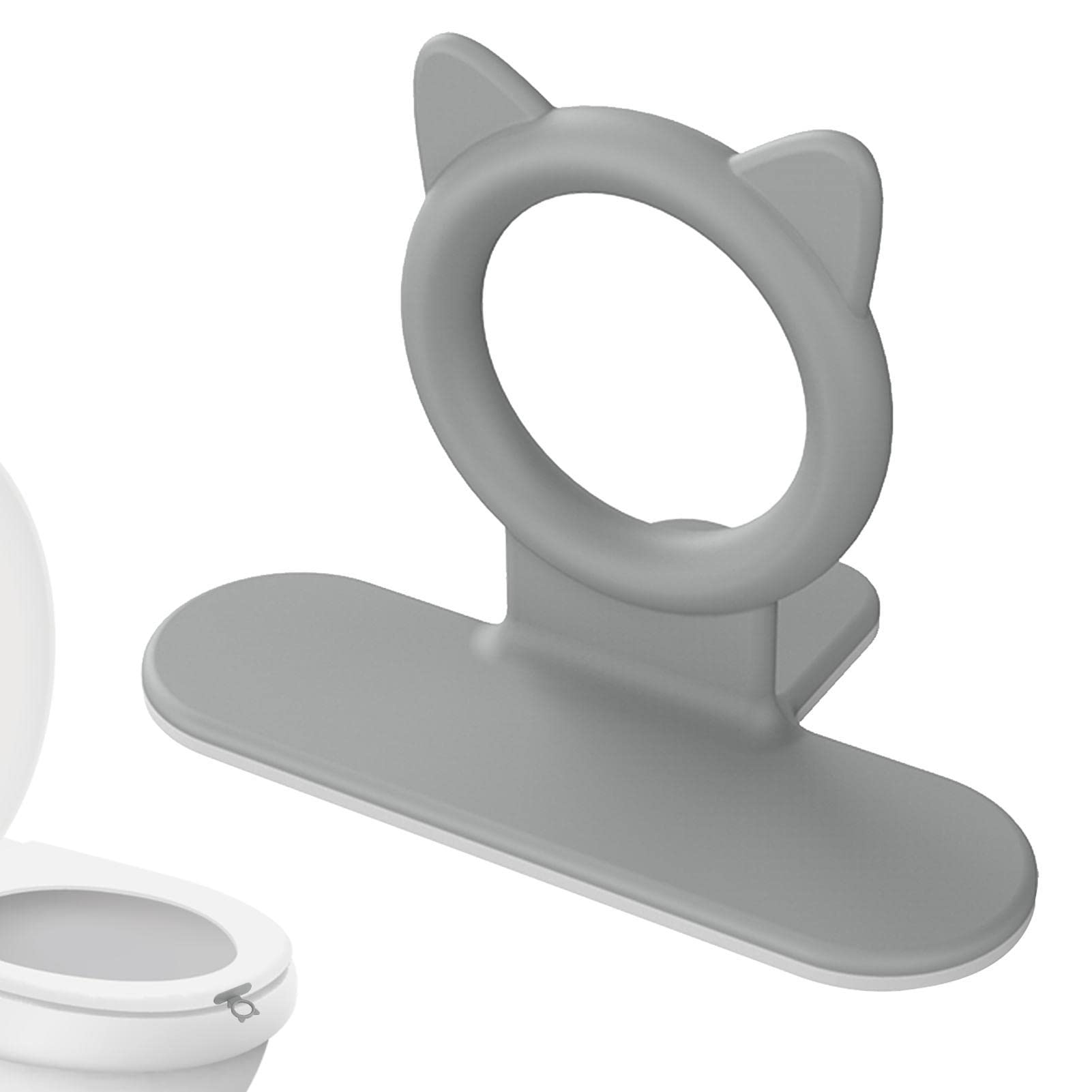 Stronrive Grey Toilet Seat Lifter | Silicone Adhesive Toilet Riser | Silicone Handle For Bedroom Closet, Restroom Toilet Lid Lifter For Avoid Direct