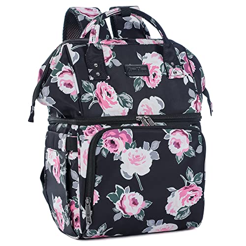 Image of AmHoo Insulated Lunch Box Cooler Backpack Waterproof Leak-Proof Lunch Bag Tote for Men Women Hiking Beach Picnic Trip with Strongest YKK Zipper Rose Flower Pattern