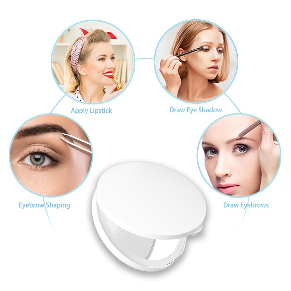 Giazee Compact Makeup Mirror with LED Lights, 1x/2x Magnification, Portable and Lightweight Travel Mirror, Ideal for Women’s Handbags - Image 2