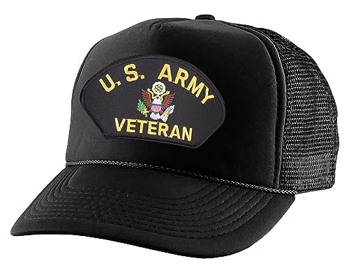 ALLNTRENDS Trucker Hat US Army Veteran Military Mesh Baseball Cap (Black)