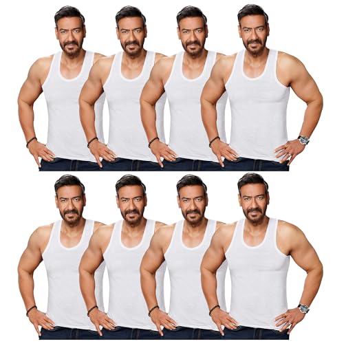 Image of Amul Comfy Men's Vest | 100% Cotton Single Jersey Fabric | U Neck Sleeveless Innerwear | Ultra Soft Hand Feel | Seamless Body | Superior Comfort | Color May Vary (Pack of 8)