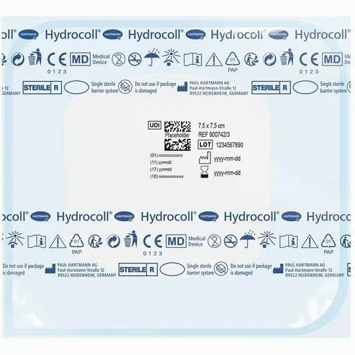 Hydrocoll 7,5 x 7,5 cm, Hydrokolloid-Verband, 10 Stück