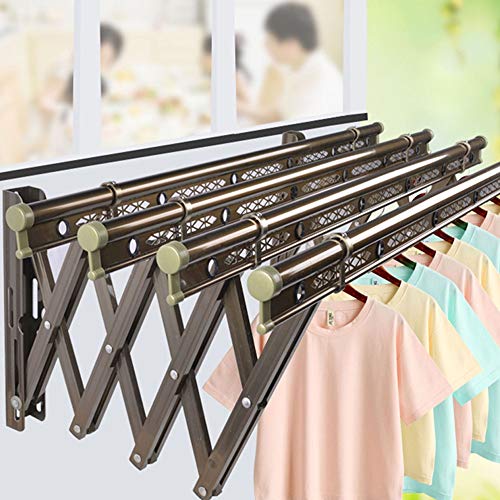 Mumisuto Wäscheständer Wandmontage 100cm | 6 Aluminiumstangen Klappbar