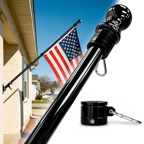 Sinyoeer Stainless Steel Flag Pole for Outside House, Heavy Duty House Flagpole(Only Pole), Anti Rust and high Wind Protection, 6ft Metal Spinning Flag Pole for Outdoor, Porch, Wall