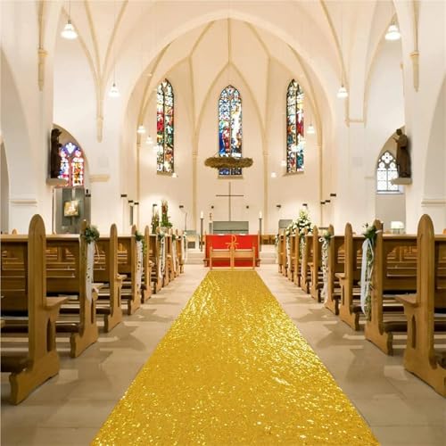 Alfombra para bodas con purpurina dorada, pasillero reutilizable de 450 cm para fiestas 3