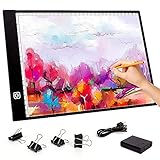 HOHOTIME Diamond Painting A4 Light Box, Adjustable Brightness Light Pad with USB Cable for Tracing, Drawing, Diamond Art Tattoo Drawing Streaming Sketching Animation