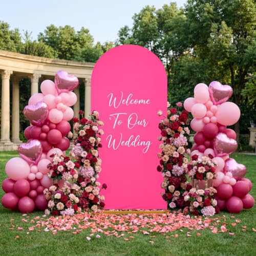 Image of Arch Backdrop Cover 7.2ft Double Color Spandex Arch Stand Cover(Peach&Rose)