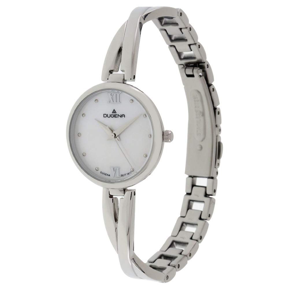 Dugena Damen Quarz-Armbanduhr, Gehärtetes Mineralglas, Edelstahl Schmuckband