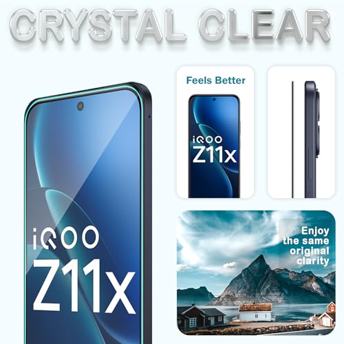 Image of FIRST MART Tempered Glass Screen Protector for iQOO Z11x - Full-Glue Screen Guard, 3D Edge to Edge, HD Clear, Bubble-Free, Case-Friendly, Black, Pack of 2
