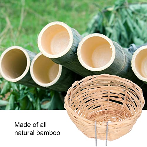 Natudeco 4 Pcs Bird Nest Handmade Bird House Sturdy and Natural Bamboo Bird Nest Bird Supplies Bird Cage with Hook for Small Parrots Canaries Cockatiels - Image 3