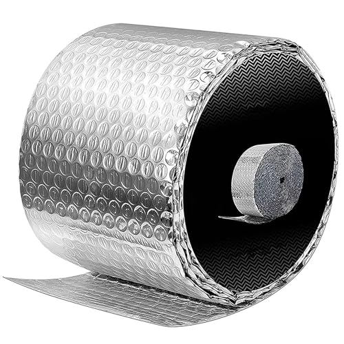 Vilgftyiet Film à bulles d'isolation en spirale, 15,2 cm x 7,6 m en aluminium pour barrière thermique et vapeur, double isolation à bulles pour CVC, conduits et bâtiments