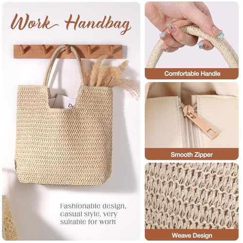 Image of Hommtina Straw Beach Bag - Womens Crossbody Shoulder Vacation Purse for Summer