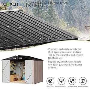 Aoxun Storage Shed 6x4 FT Metal Shed Galvanised Steel Garden Shed with Lockable Doors Outdoor Waterproof Shed for Bike Storage, Tool Storage, Temporary Storage (Brown) Aoxun Storage Shed 6×4 FT Metal Shed Galvanised Steel Garden Shed with Lockable Doors Outdoor Waterproof Shed for Bike Storage Tool Storage Temporary Storage Brown