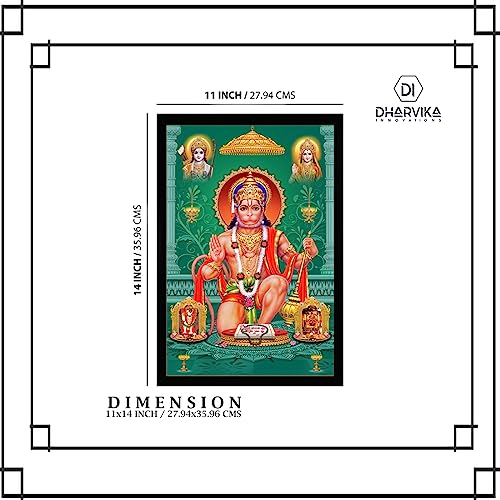 Image of Dharvika Innovations Lord Hanuman Photo Frame | Lord Hanuman Photo with Frame | Lord Hanumanji Photo Frame | Lord Hanuman Ji Photo Frames (11 x 14 Inch)
