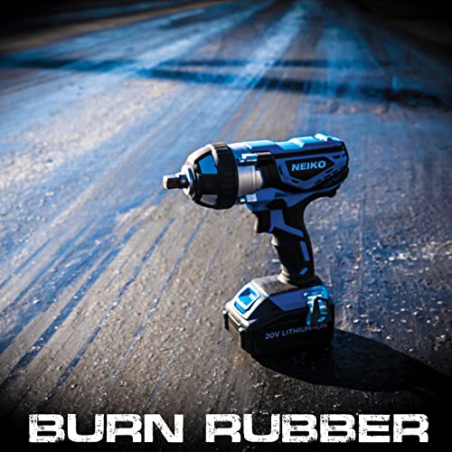 Neiko 10878A 1/2-Inch-Drive High-Torque Cordless Electric Impact-Wrench Kit With 20-Volt Lithium-Ion Charging Battery And 4 1/2-Inch-Drive Sockets #TOP3