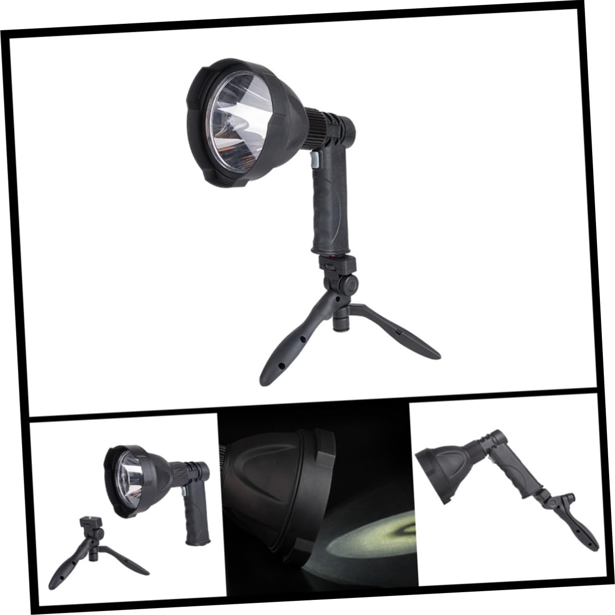 DOITOOL Wiederaufladbare LED Spotlampe mit 4000 Mah Akku und Verstellbarem Dreieckshalter 3 Leuchtmodi Tragbarer Camping Scheinwerfer für Jagd und Outdoor mit 300m Reichweite