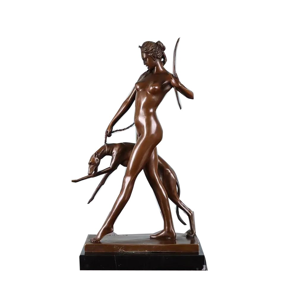 LONDAEE Escultura de cobre de la diosa de la caza, estatua de bronce