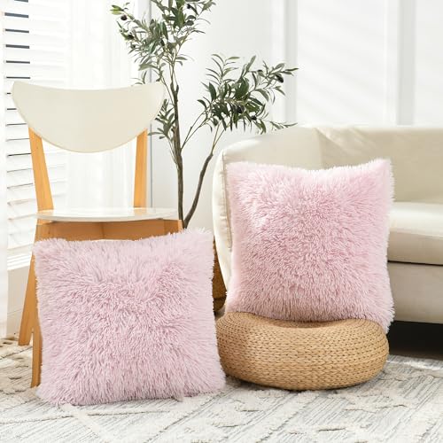 Image of Faux Fur Throw Pillow Covers for Couch Decorative Pillows 20x20 Inch